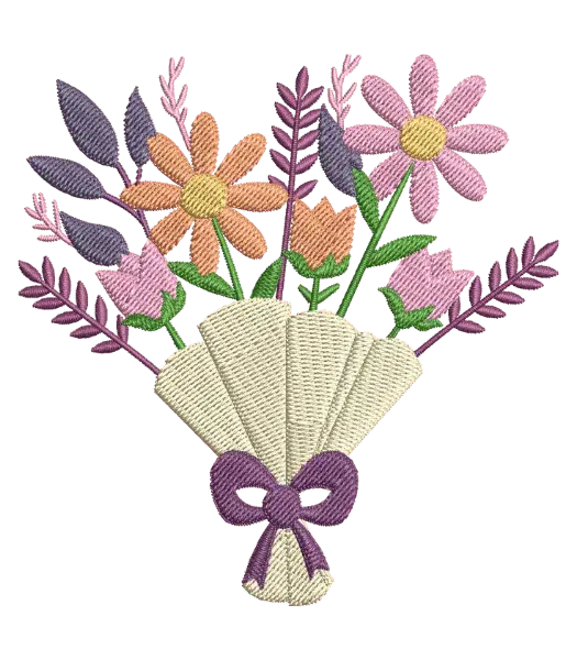 Matriz de Bordado Buque de Flores com Laço